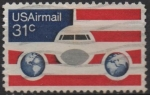 Stamps United States -  Avión Globos y Banderas