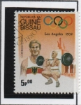 Stamps Guinea Bissau -  Juegos Olímpicos, Los Ángeles,  Pesas