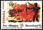 Stamps Spain -  ESPAÑA 1992 3157 Sello Nuevo Barcelona'92 VIII Serie Pre-Olímpica Tiro con Arco Michel3030 ScottB191