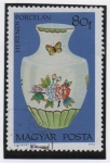 Stamps Hungary -  Jarron con Flores y Mariposa