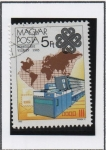 Stamps Hungary -  año mundial d' l' Comunicaciones, OCR instrumento d' lectura optica