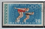 Stamps Hungary -  Calendario Azteca y Anillos Olimpicos: Natacion