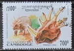 Sellos de Asia - Camboya -  animales prehistoricos - Styracosaurus