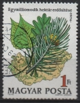 Stamps Hungary -  Alamo,Roble, pino y mapa d' Hungria