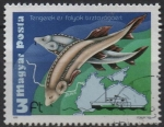 Sellos de Europa - Hungr�a -  Sturgeons y Mapa d' Danube