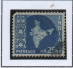 Stamps India -  Mapa d' l' India