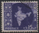 Stamps India -  Mapa d' l' India