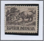 Sellos de Asia - Indonesia -  Reinoceronte