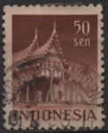 Sellos de Asia - Indonesia -  Casas Minangkabau en sumatra Ocidental