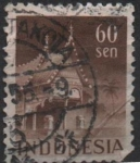 Stamps Indonesia -  Casas Minangkabau en sumatra Ocidental