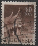 Sellos de Asia - Indonesia -  Casas Minangkabau en sumatra Ocidental