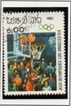 Stamps Laos -  Olimpiadas d' Verano, Los Angeles, Baloncesto