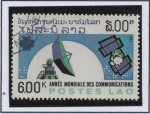 Stamps Laos -  Año Mundial d' Comunicaciones, Satelite