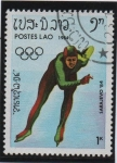 Sellos de Asia - Laos -  Olimpiadas d' invierno, Sarajevo, Patinaje  d' velocidad