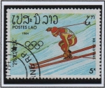 Stamps Laos -  Olimpiadas d' invierno, Sarajevo, Esqui d' descenso