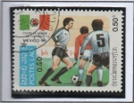 Stamps Laos -  Copa mundial México, Bandera y jugadas