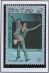 Stamps Laos -  Olimpiadas d' Invierno, Calgary, Patinaje Artistico