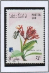 Stamps Laos -  Flores, Plumieria rubra