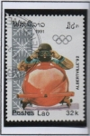 Stamps Laos -  Olimpiadas d' Barcelona y Albertville, Trineo