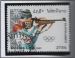 Stamps Laos -  Olimpiadas d' Barcelona y Albertville, Biatlon