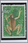 Stamps Laos -  Ranas: Centrolenella vireovittata