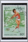 Stamps Laos -  Preolimpiadas Atlanta, Jabalina