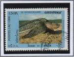 Stamps Laos -  Greenpeace 25 Anv. Dermochelys coriacea onsand