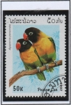 Stamps Laos -  Loros,	Inseparable enmascarado