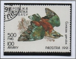 Stamps Madagascar -  Aves, Coracias garrulus