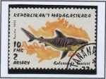 Stamps Madagascar -  Tiburones: Galeocerdo cuvieri