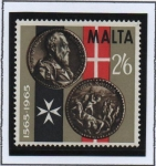 Stamps Malta -  Gra medalla d' victoria d' sitio,Jean d' l' Valette