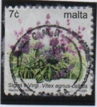 Sellos de Europa - Malta -  Árbol casto. Vitex agnus - castus