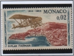 Stamps Monaco -  50 Anv. d' l' Primera reunion d' aeroplano d' Mote Carlo; Farman  Biplano sobre Mónaco