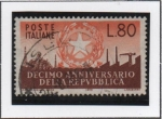 Stamps Italy -  10º Anv. d' l' Republica Italiana