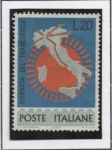 Stamps Italy -  Mapa e' italia con l' Autopista Milán-Roma