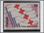 Stamps Italy -  Banderas con l' Cruz Roja