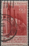 Stamps Italy -  Ruinas y torre d' Petróleo