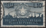 Stamps Italy -  10º Aniv. d' l' Republica Italiana