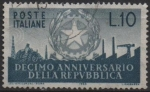 Stamps Italy -  10º Aniv. d' l' Republica Italiana