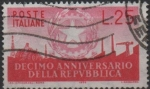 Stamps Italy -  10º Aniv. d' l' Republica Italiana