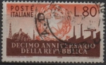 Stamps Italy -  10º Aniv. d' l' Republica Italiana