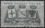 Stamps Italy -  40 aniv. d' l' Victoria en l' Primera Guerra Mundial, Armars d' Trieste, Roma y Treto