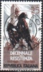 Stamps Italy -  10 aniv. d' l' Resistencia, Águila y las Ruinas