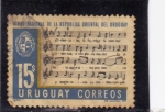 Sellos de America - Uruguay -  partitura-Himno Nacional de la R. del Uruguay