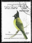 Stamps Laos -  Aves - Pycnonotus melanicterus