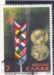 Stamps Greece -  La adhesión de Grecia a la CEE. - Banderas y monedas antiguas.