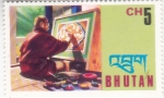 Stamps Bhutan -  pintor