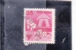 Stamps India -  niñas y flores