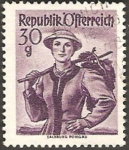 Stamps : Europe : Austria :  886 - traje regional de Salzburg Pongau
