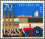 Sellos de Europa - Espaa -  España 1964 1580 Sello * XXV Años de Paz Española Agricultura c/trazas oxido Timbre Espagne Spain Sp